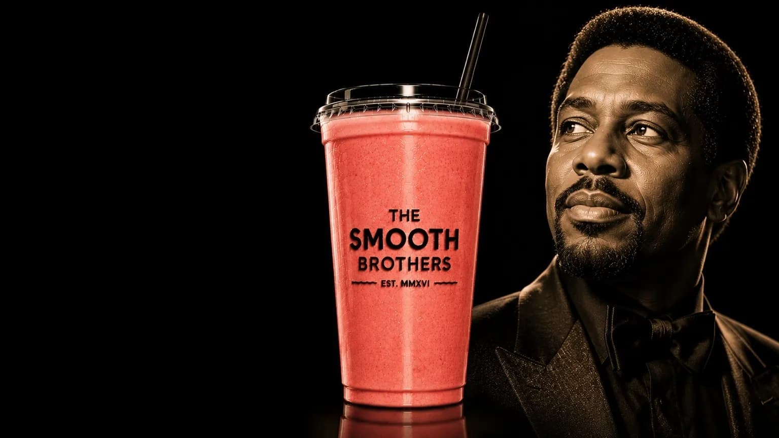 Luther smoothie in a branded The Smooth Brothers cup
