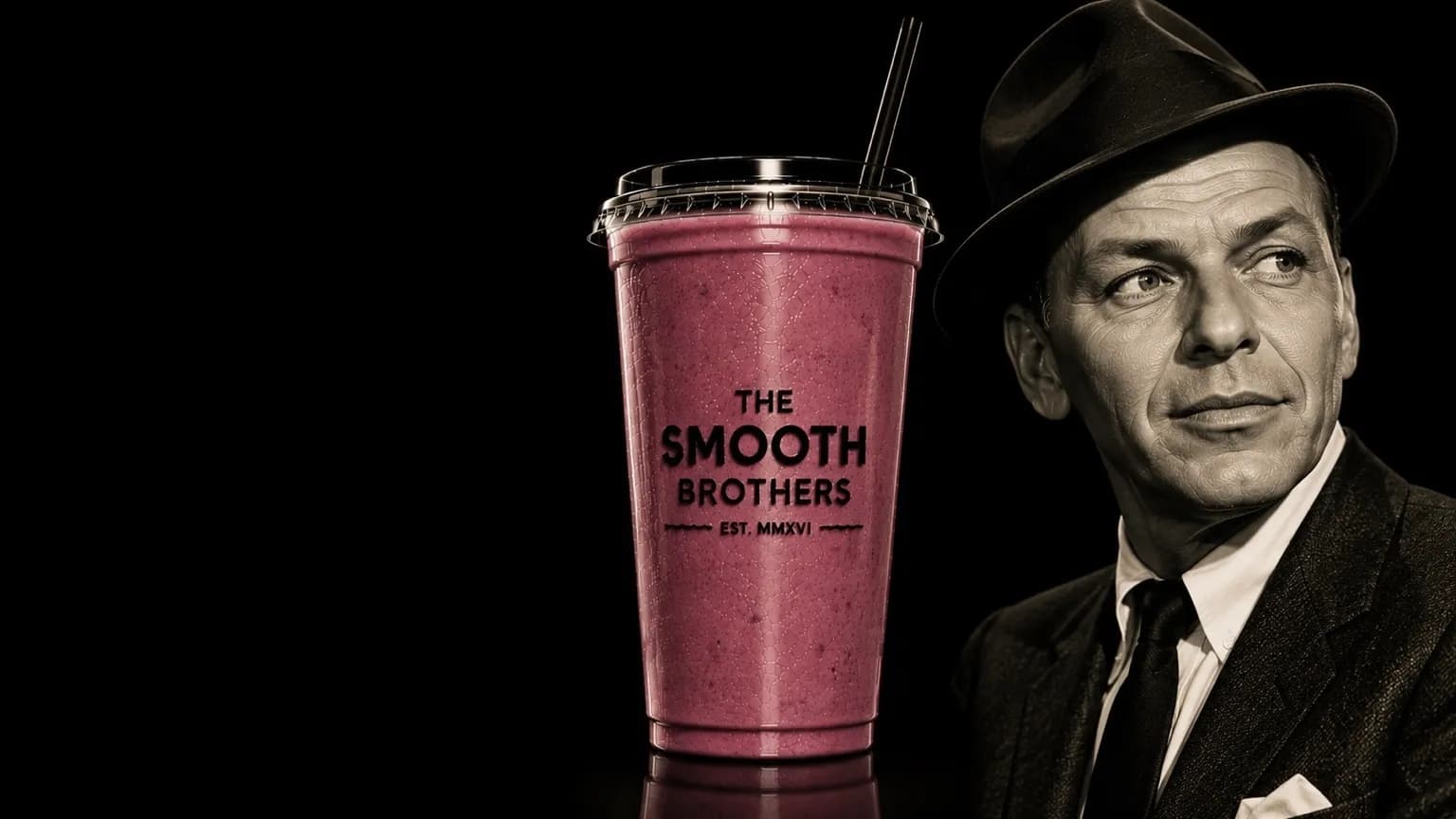 Ol’ Blue Eyes smoothie in a branded The Smooth Brothers cup